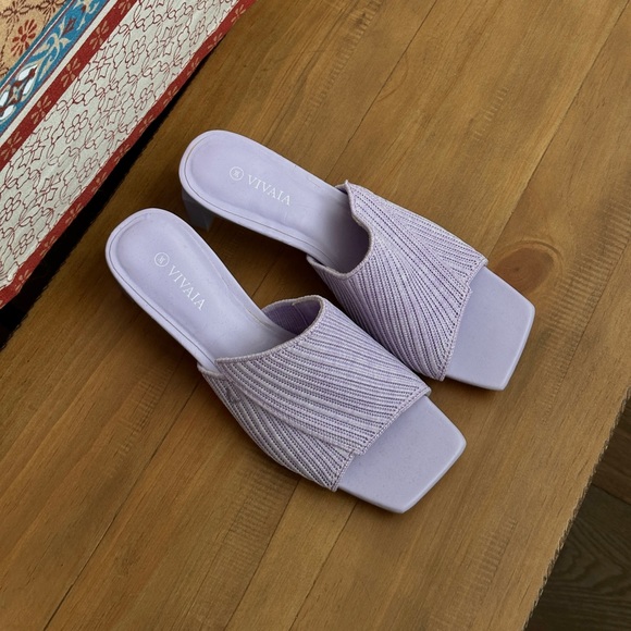 Lavender Kitten Heel Sandals - Picture 2 of 4